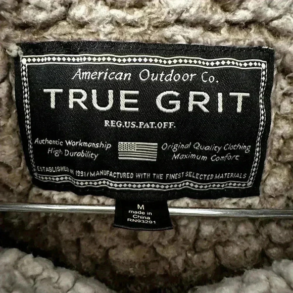 True Grit Pullover Men’s Tan/Brown Sherpa Wooly Fleece 1/4 Zip - Size Medium - Picture 3 of 10